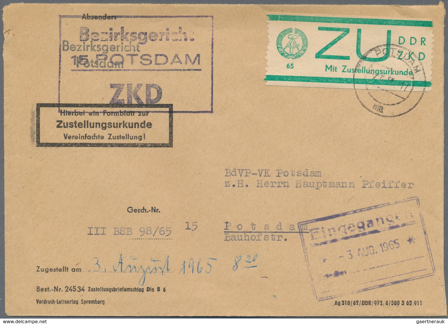 DDR - Dienstmarken: 1954/1990, Dienst Und ZKD, Vielseitiger Bestand Von Ca. 430 Briefen, Dabei Porto - Autres & Non Classés