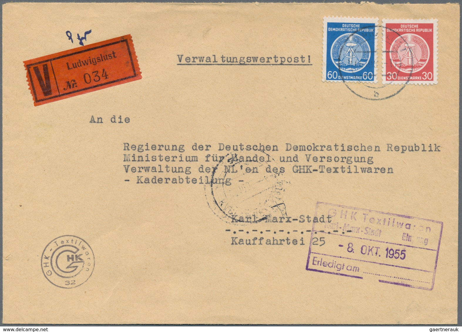 DDR - Dienstmarken: 1954/1990, Dienst Und ZKD, Vielseitiger Bestand Von Ca. 430 Briefen, Dabei Porto - Autres & Non Classés