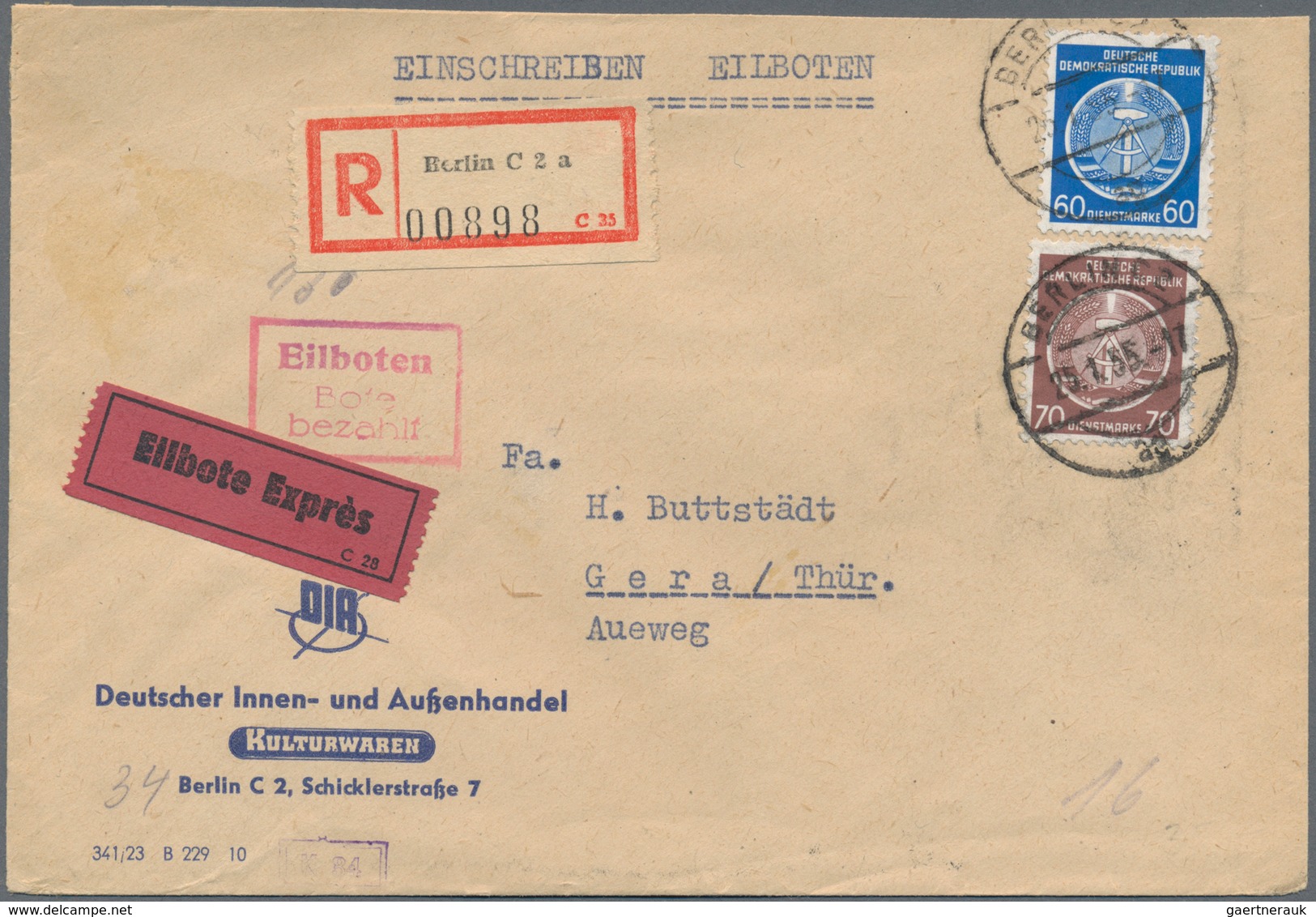 DDR - Dienstmarken: 1954/1990, Dienst und ZKD, vielseitiger Bestand von ca. 430 Briefen, dabei Porto