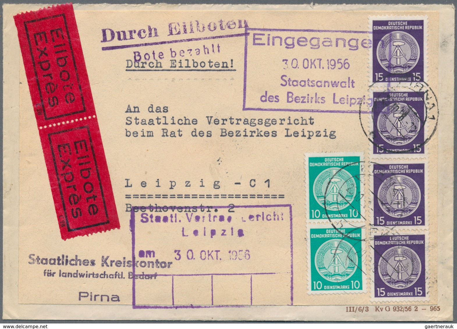 DDR - Dienstmarken: 1954/1990, Dienst und ZKD, vielseitiger Bestand von ca. 430 Briefen, dabei Porto