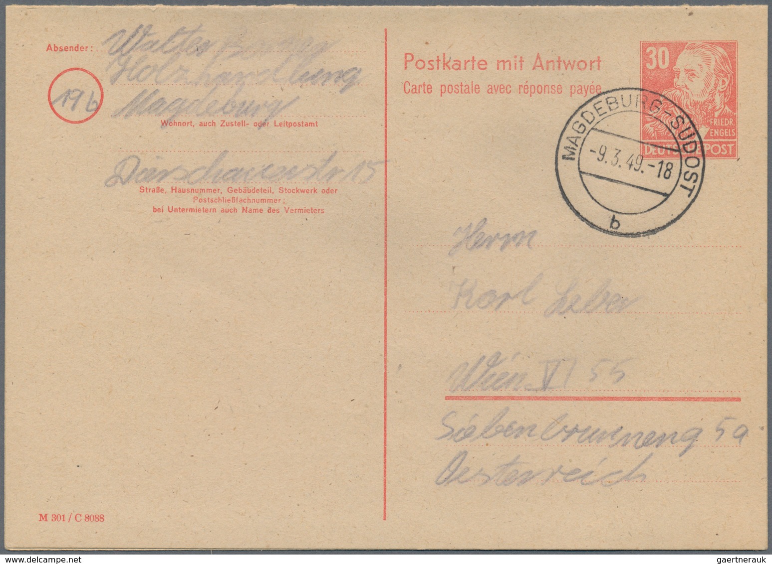 DDR - Ganzsachen: 1949/1990, vielseitiger Posten von ca. 240 bedarfsgebrauchten Ganzsachenkarten mit