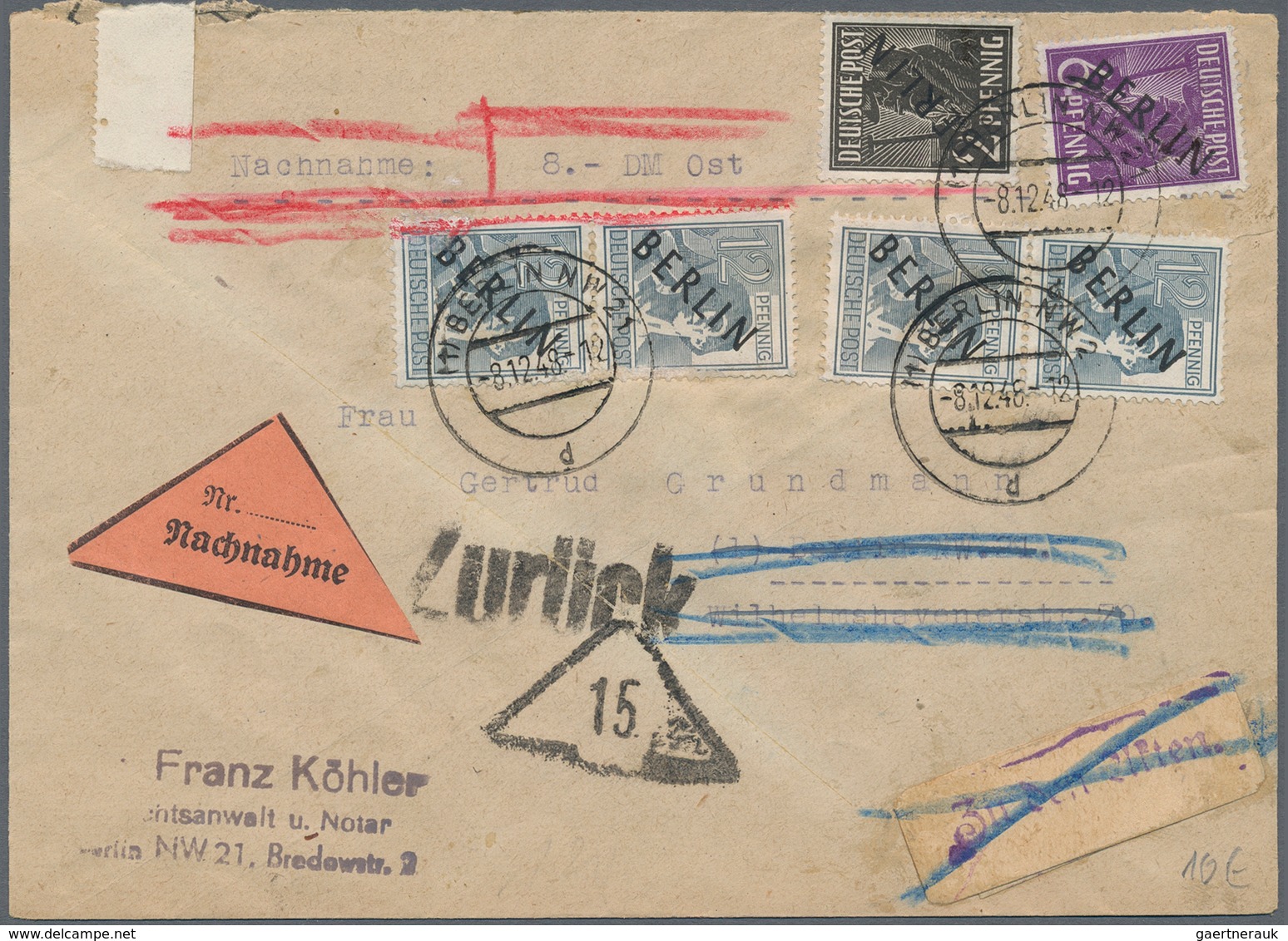 Berlin: 1948-1990, netter Posten mit rund 250 Briefen, Belegen und Ganzsachen, ab den Aufdruck-Ausga