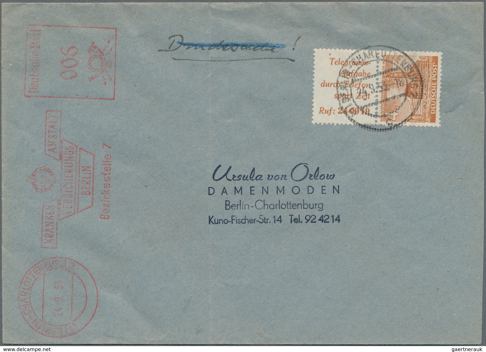 Berlin - Zusammendrucke: 1949/1955, Partie Von 16 Orts-Briefen/Karten Mit Frankaturen Reklame-Zusamm - Zusammendrucke
