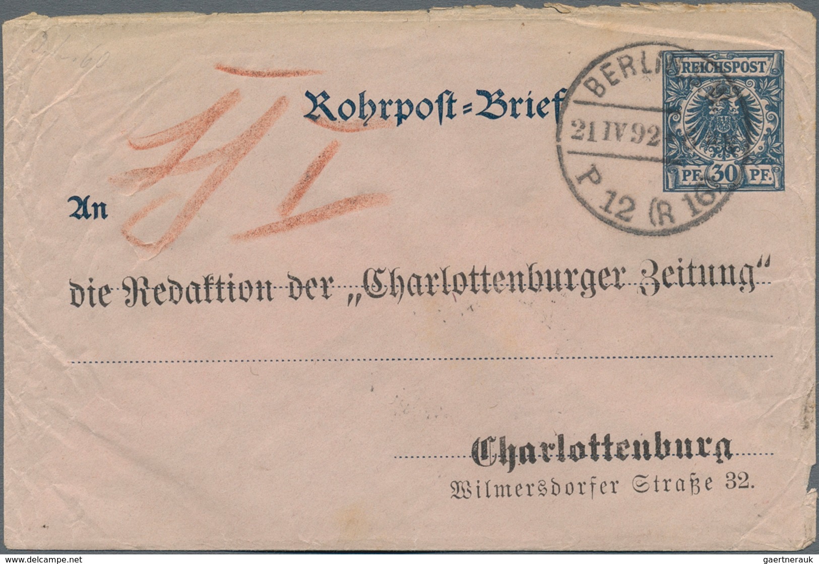 Berlin - Rohrpost: 1884/1919, Interessante Partie Mit 25 Gebrauchten Ganzsachen, Zumeist Amtliche Ro - Autres & Non Classés