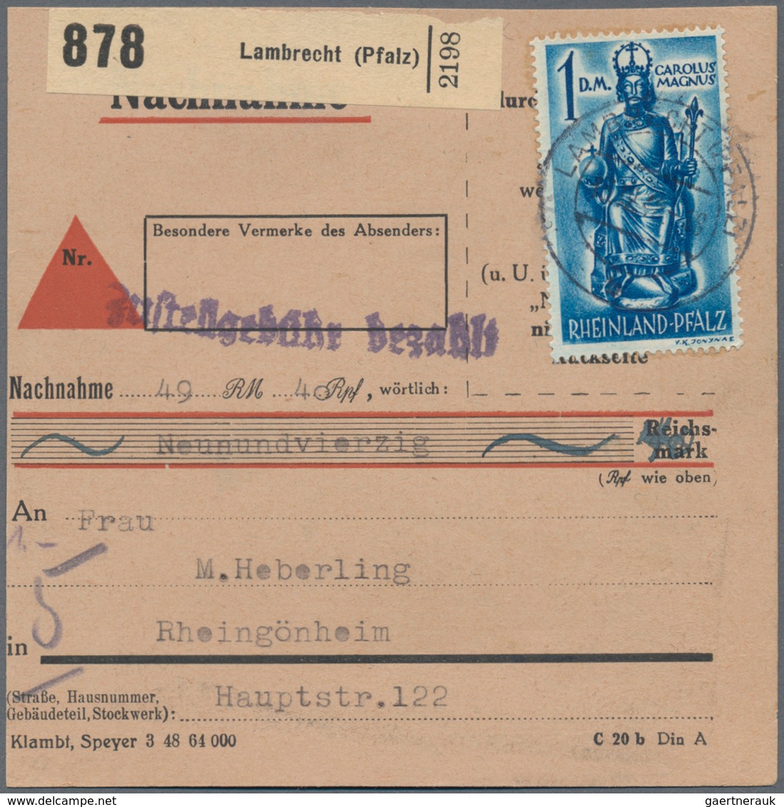 Französische Zone: 1946/1950, vielseitiger Bestand von ca. 660 Briefen und Karten mit Allg.Ausgabe u