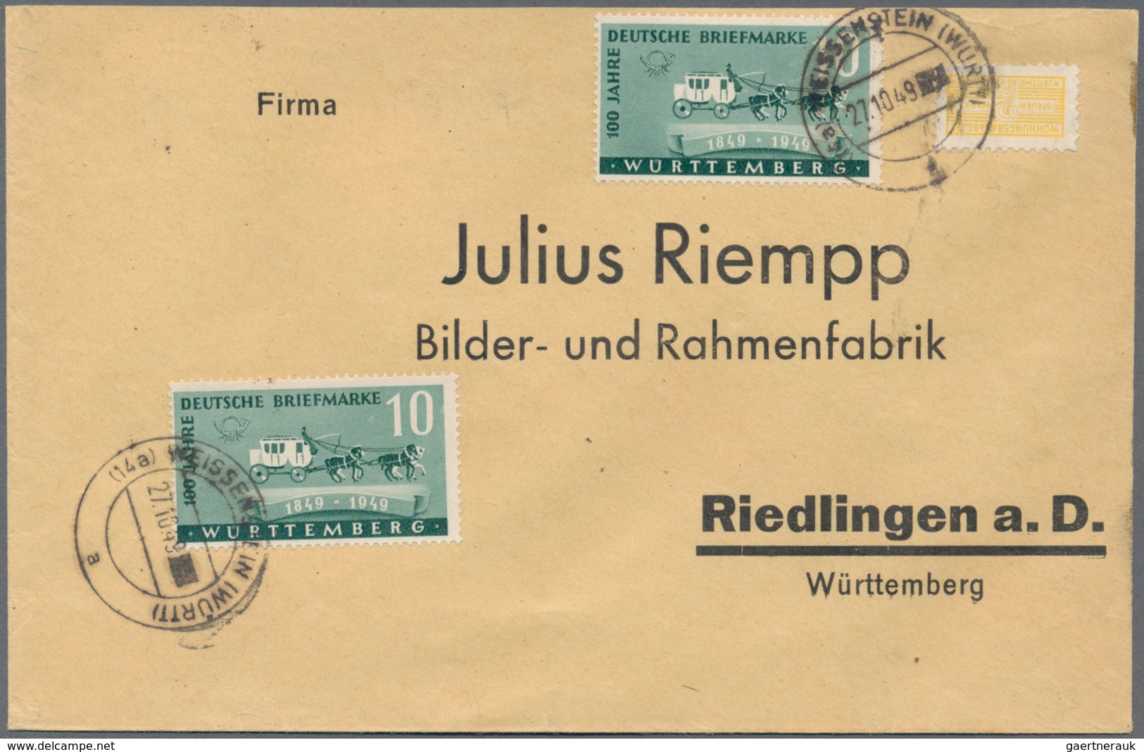 Französische Zone: 1946/1950, vielseitiger Bestand von ca. 660 Briefen und Karten mit Allg.Ausgabe u