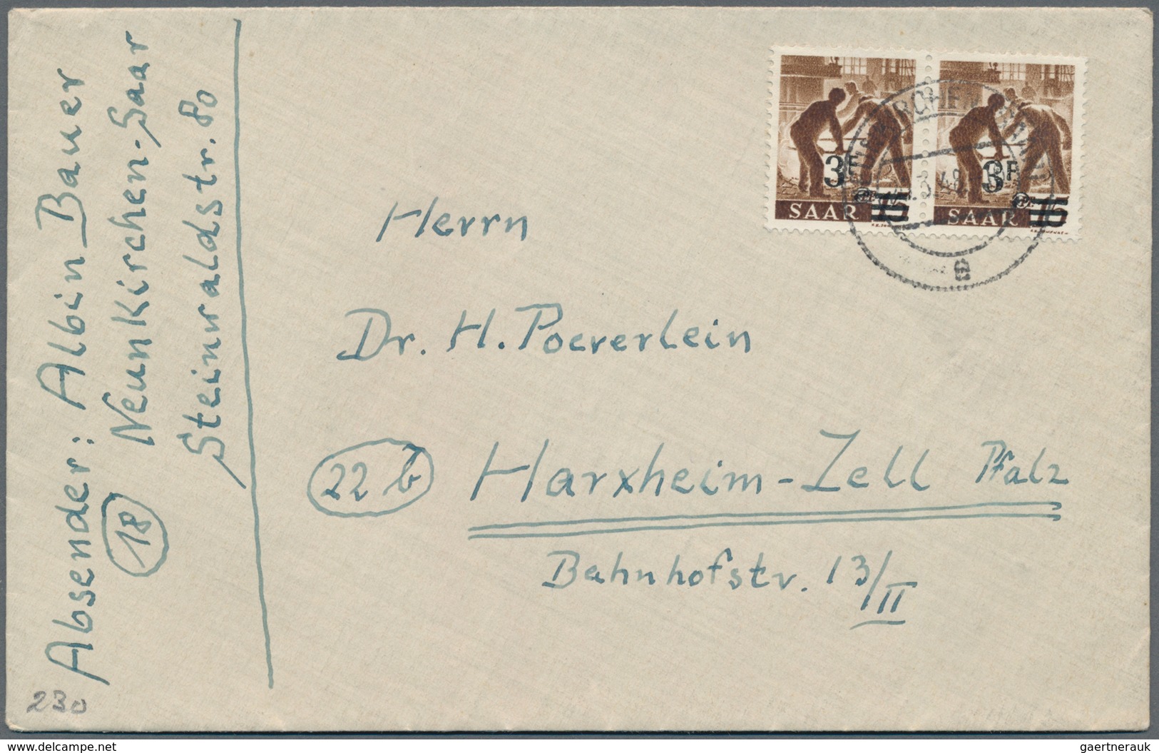 Saarland Und OPD Saarbrücken: 1947 - 1959, Karton Mit Ca. 580 Briefen Und Karten. Saar I Bis III Mit - Sonstige & Ohne Zuordnung