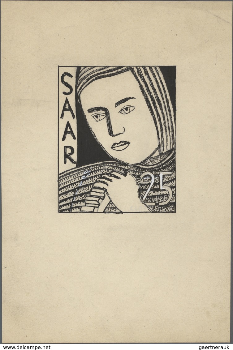 Saarland (1947/56): 1950 (ca.), August Clüsserath (1899-1966), Vier S/w-Entwürfe Im Format 10,2:12,7 - Ungebraucht