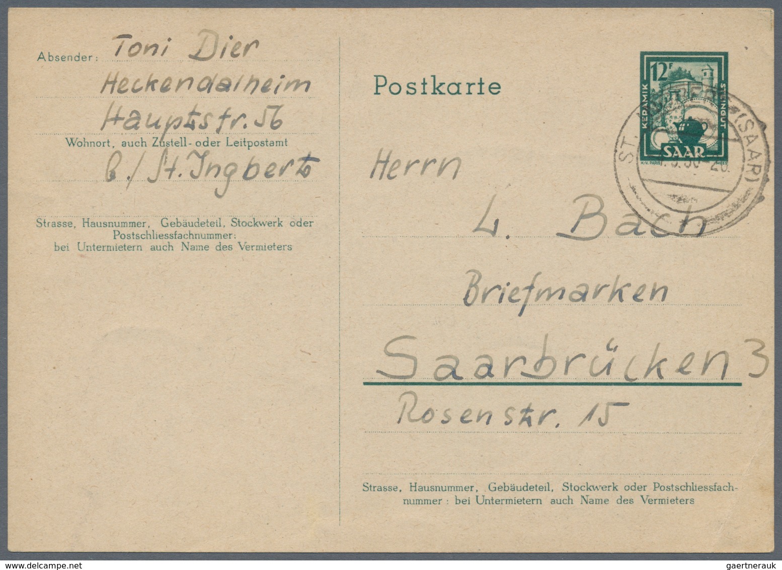 Saarland (1947/56) - Ganzsachen: 1920/1958, Alt- Und Neusaar, Saubere Partie Von Ca. 80 Ganzsachenka - Other & Unclassified