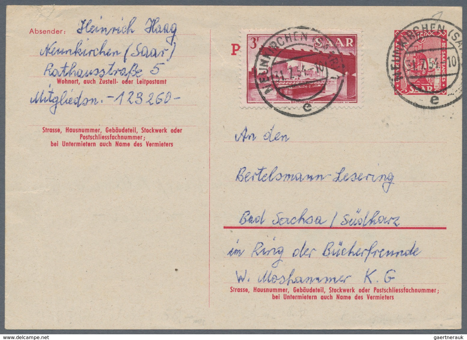 Saarland (1947/56) - Ganzsachen: 1920/1958, Alt- Und Neusaar, Saubere Partie Von Ca. 80 Ganzsachenka - Other & Unclassified