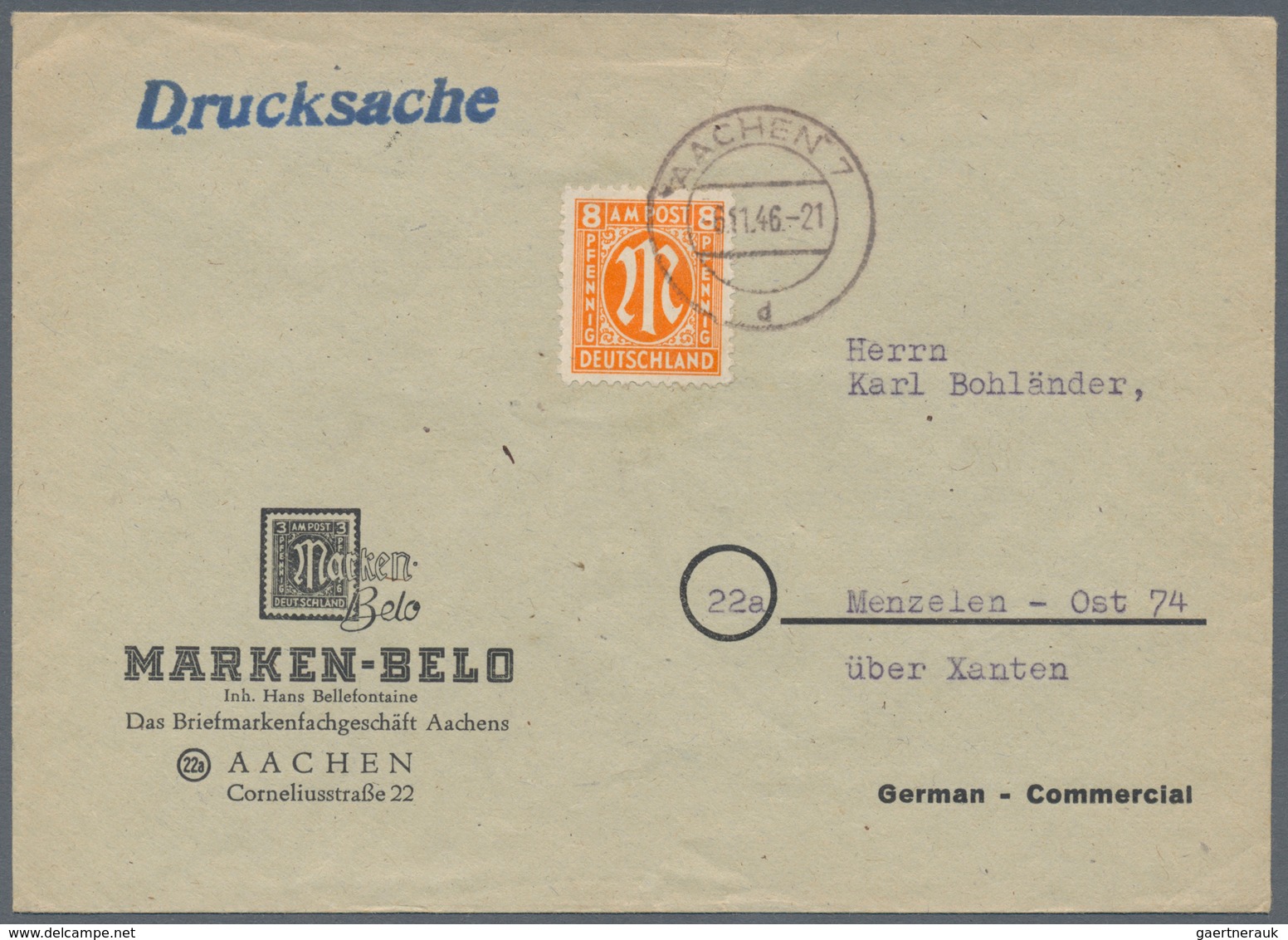 Bizone: 1945/1946, AM-POST, vielseitiger Bestand von ca. 480 Bedarfs-Briefen/-Karten in sehr guter V