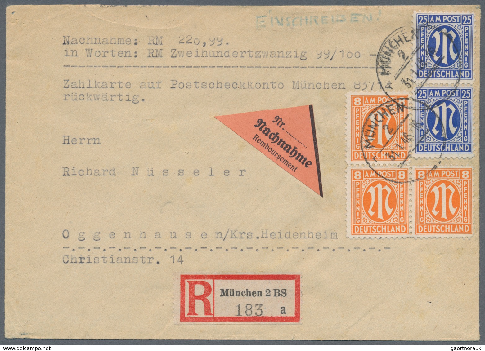 Bizone: 1945/1946, AM-POST, vielseitiger Bestand von ca. 480 Bedarfs-Briefen/-Karten in sehr guter V