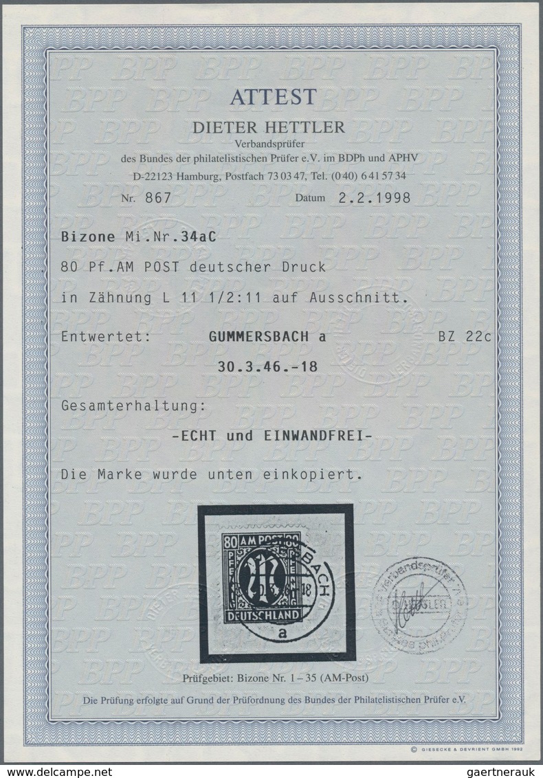 Bizone: 1945/1946, AM-Post-Spezialsammlung Gestempelt Nach Zähnungen Und Farben Sehr Reichhaltig Im - Altri & Non Classificati
