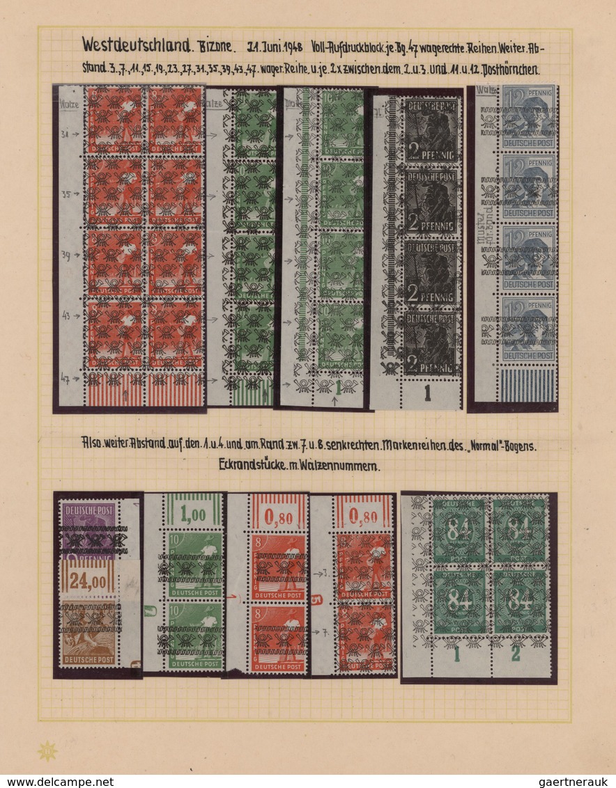 Bizone: 1948, Spezialsammlung Der Band-/Netz-Aufdrucke Meist Auf Arbeiter (sowie Ein Wenig Auf Ziffe - Sonstige & Ohne Zuordnung