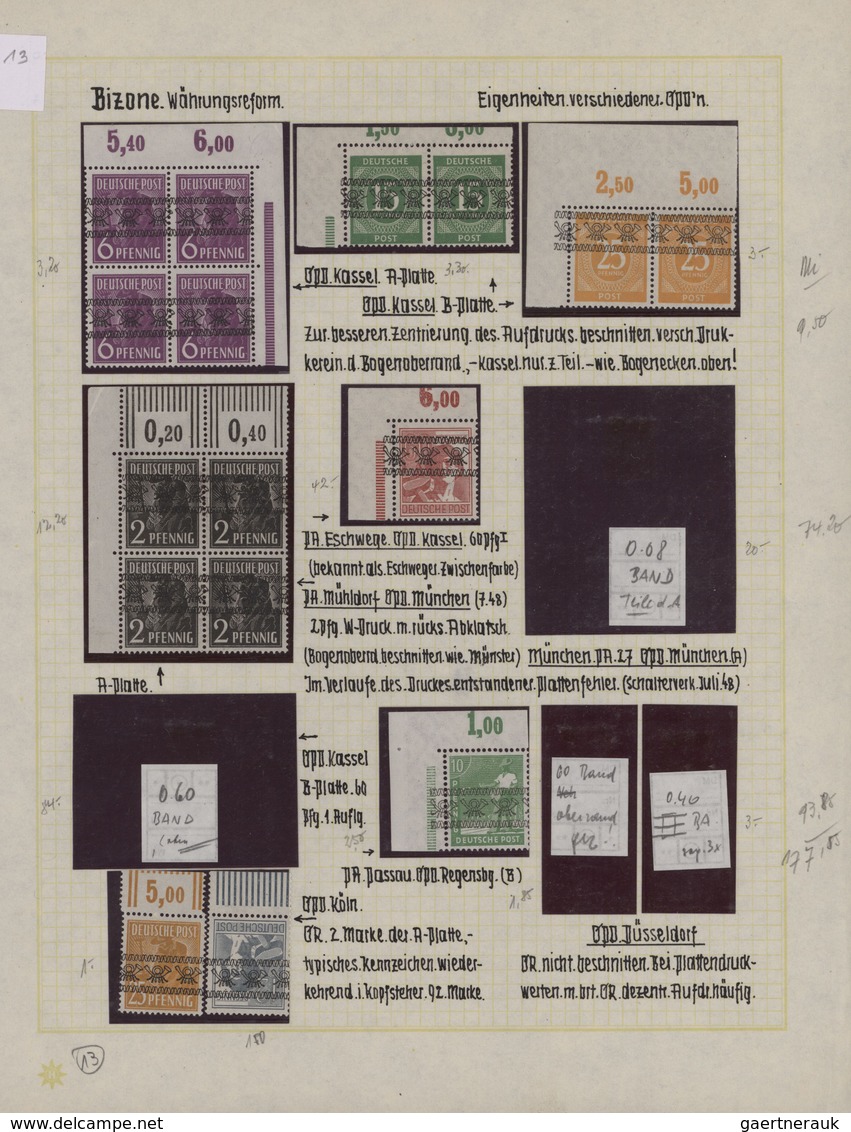 Bizone: 1948, Spezialsammlung Der Band-/Netz-Aufdrucke Meist Auf Arbeiter (sowie Ein Wenig Auf Ziffe - Altri & Non Classificati