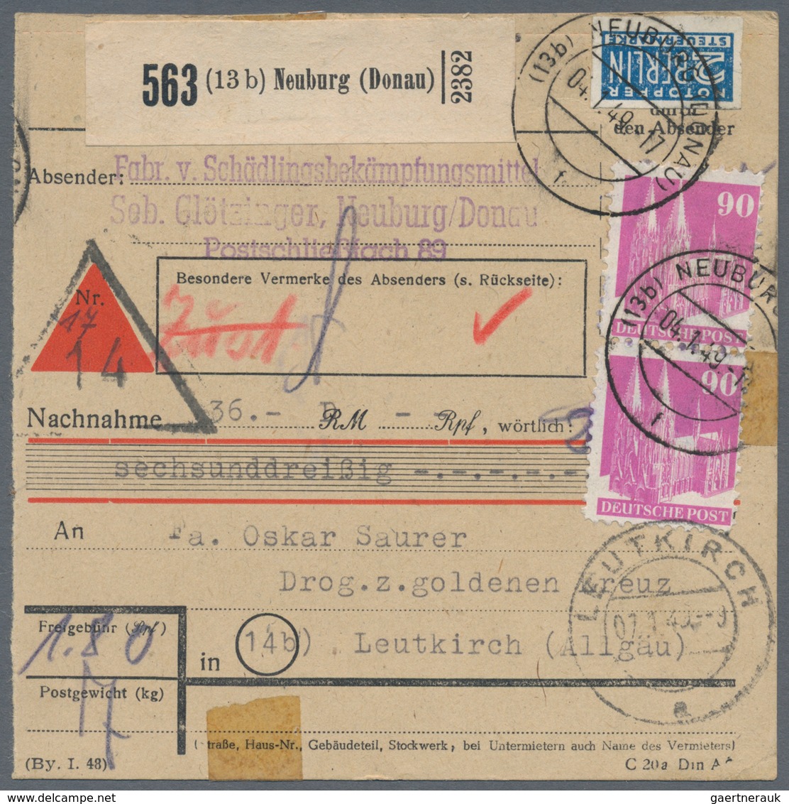 Bizone: 1948/1953, Vielseitiger Bestand Von über 600 Bedarfs-Briefen/Karten Mit Frankaturen Band/Net - Altri & Non Classificati