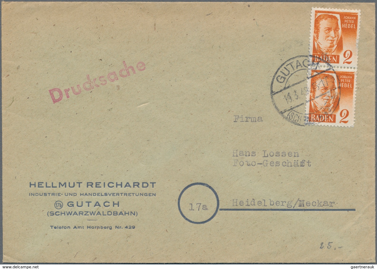 Bundesrepublik Deutschland: 1946/75 ca. 720 Briefe, Karten, Ganzsachen (incl. GAA auf Beleg), dabei