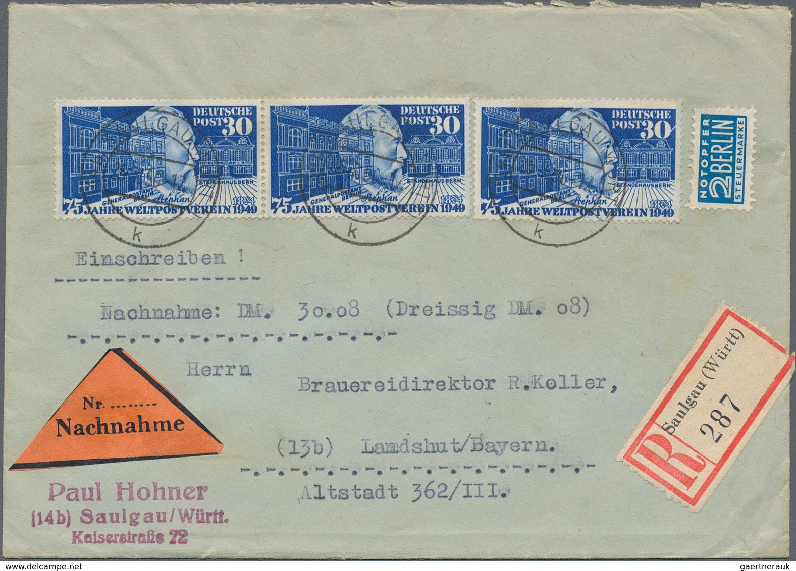 Bundesrepublik Deutschland: 1949/1950, 30 Pfg. UPU (MiNr. 116), Sammlung Von 67 Briefen Und Karten M - Sammlungen