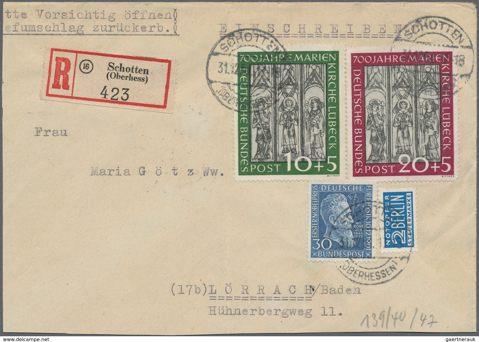 Bundesrepublik Deutschland: 1949/1954, 16 Briefe Mit Besseren Frankaturen, Dabei Drei Werte Helfer D - Sammlungen