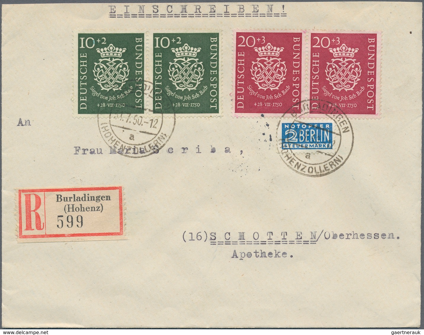 Bundesrepublik Deutschland: 1949/1954, Acht Einschreibebriefe Mit Besseren Frankaturen, Dabei Drei W - Collections