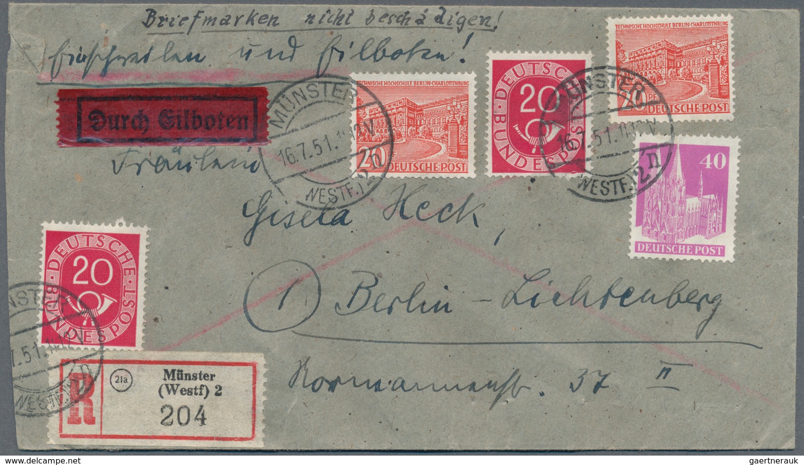 Bundesrepublik Deutschland: 1949/1960, Nette Partie Von über 50 Briefen Und Karten Mit Meist Sonderm - Collections