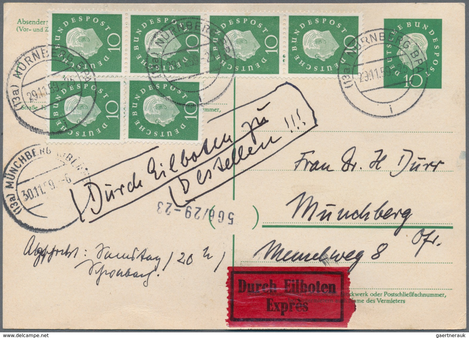 Bundesrepublik Deutschland: 1949/1960, Partie Von 33 Briefen/Karten Mit Dauerserien-Frankaturen Baut - Sammlungen