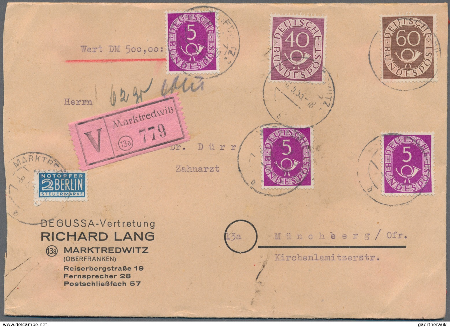 Bundesrepublik Deutschland: 1950/1958, Partie Von 33 Briefen/Karten Mit Dauerserien-Frankaturen Meis - Collections