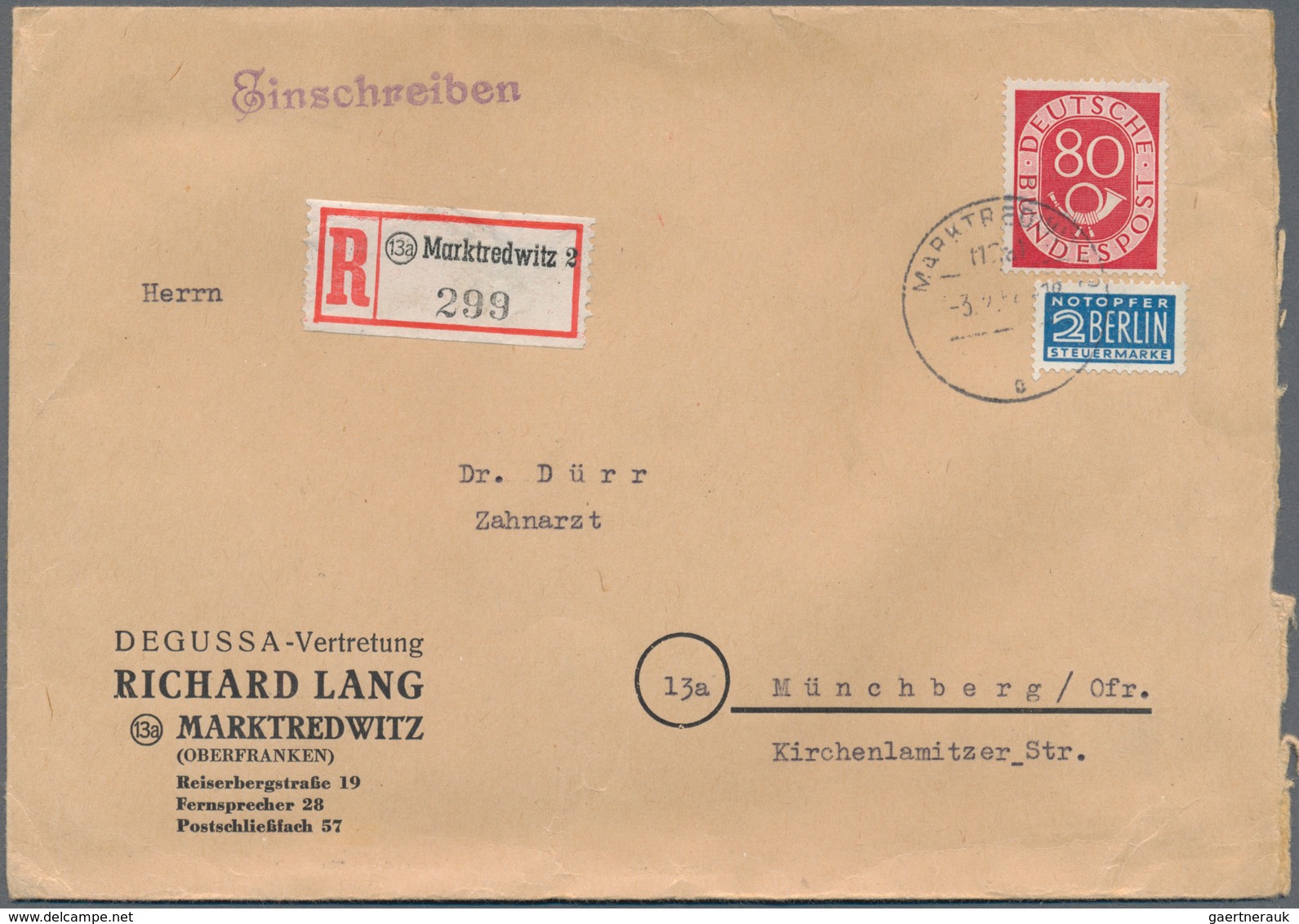 Bundesrepublik Deutschland: 1950/1958, Partie Von 33 Briefen/Karten Mit Dauerserien-Frankaturen Meis - Collections