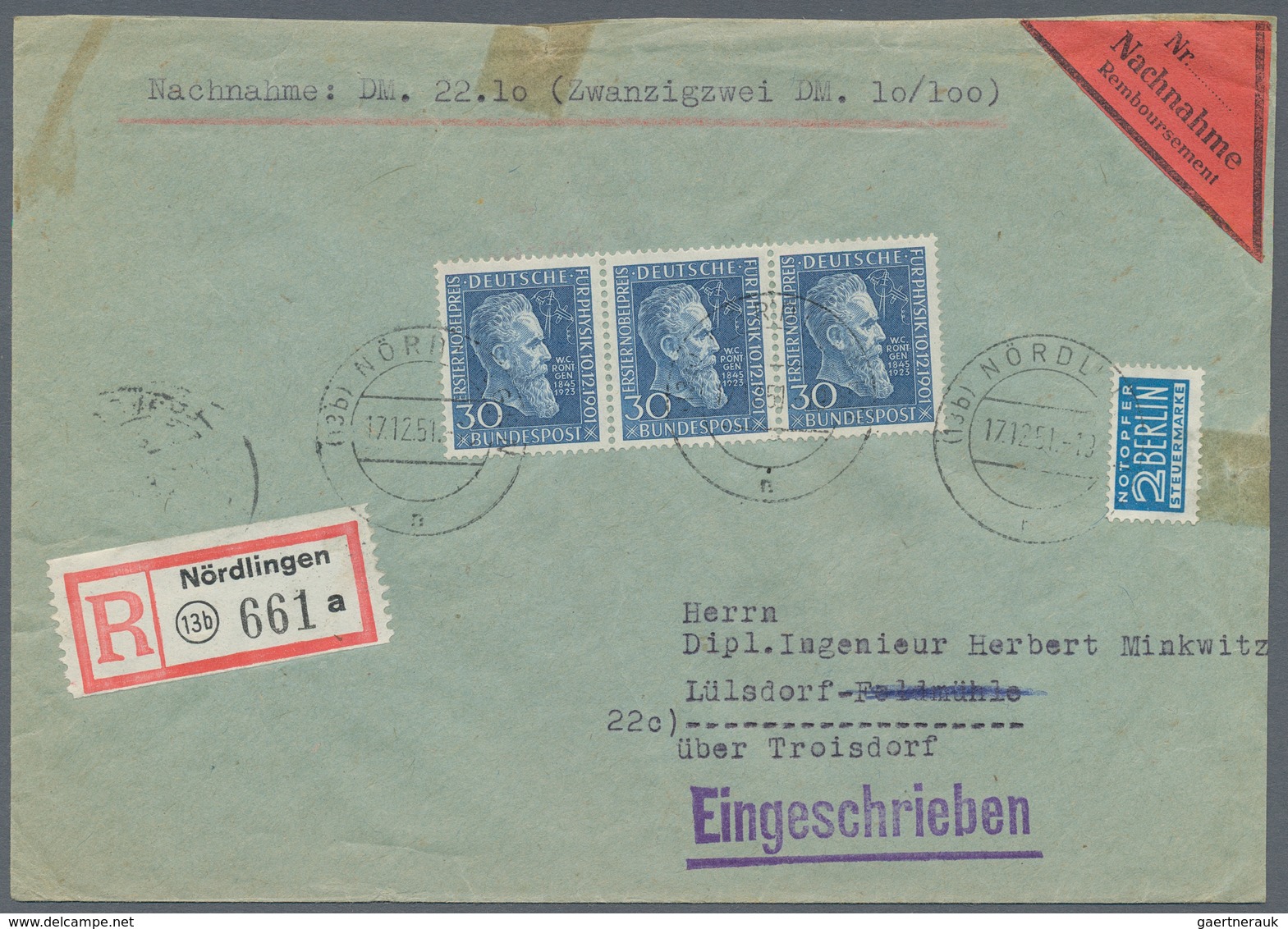 Bundesrepublik Deutschland: 1950/1960 (ca.), vielseitiger Posten von ca. 180 Briefen und Karten mit