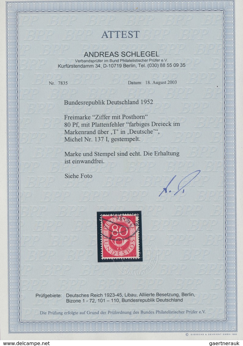 Bundesrepublik Deutschland: 1951/1953, Posthorn, Saubere Spezialpartie: MiNr. 128 Z, 130 Z, Zweimal - Collections