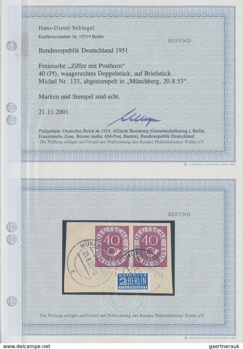 Bundesrepublik Deutschland: 1951/1953, Posthorn, Saubere Spezialpartie: MiNr. 128 Z, 130 Z, Zweimal - Sammlungen