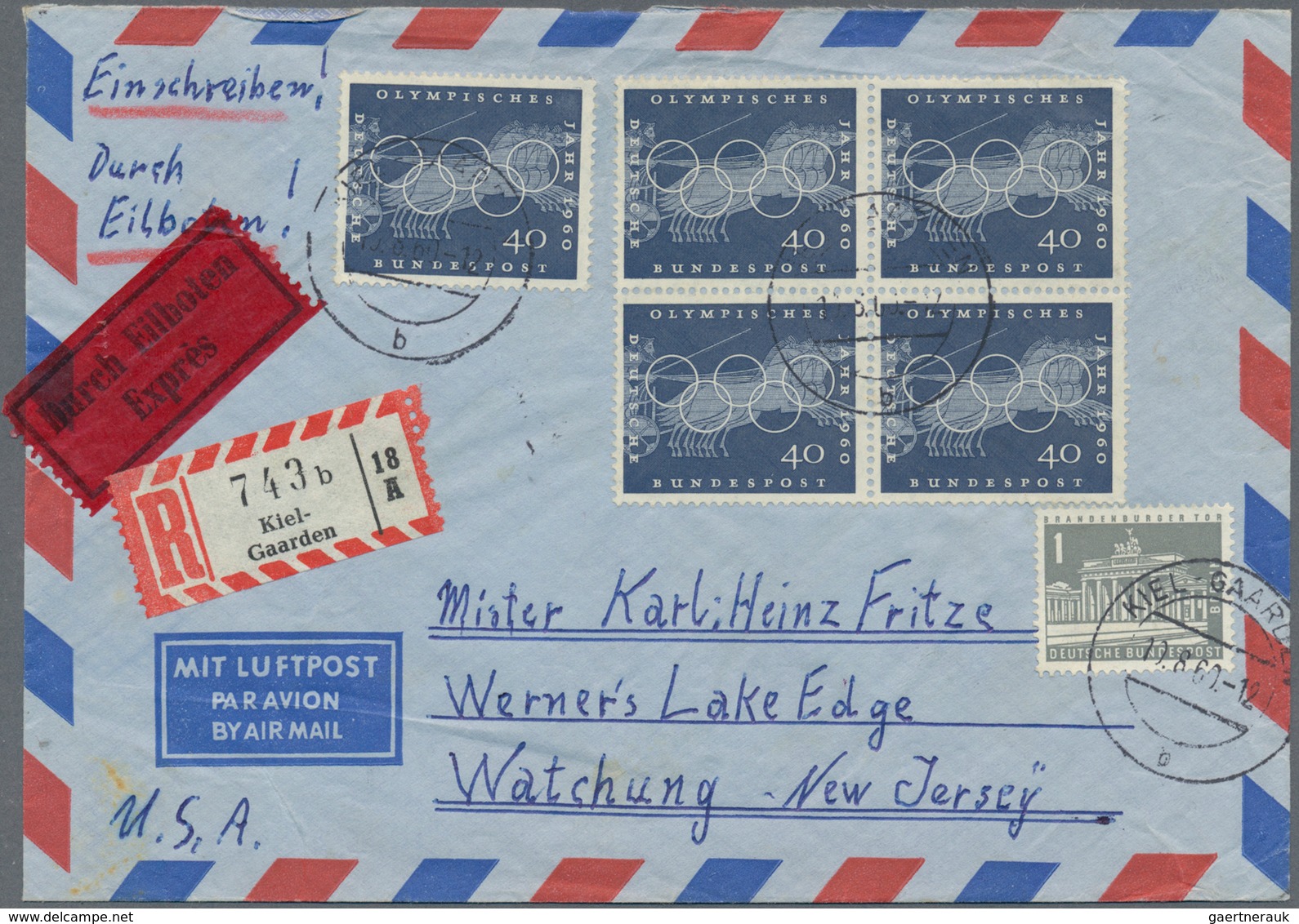Bundesrepublik Deutschland: 1955/1995, Post nach Übersee, vielseitige Partie von ca. 68 Briefen und