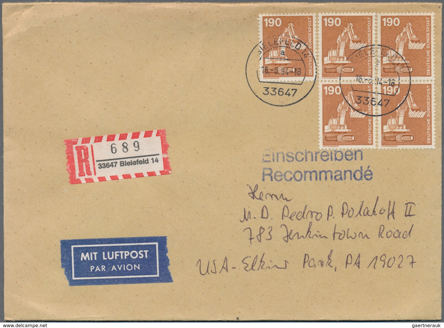Bundesrepublik Deutschland: 1956/1997, Post nach Übersee, vielseitige Partie von ca. 68 Briefen und