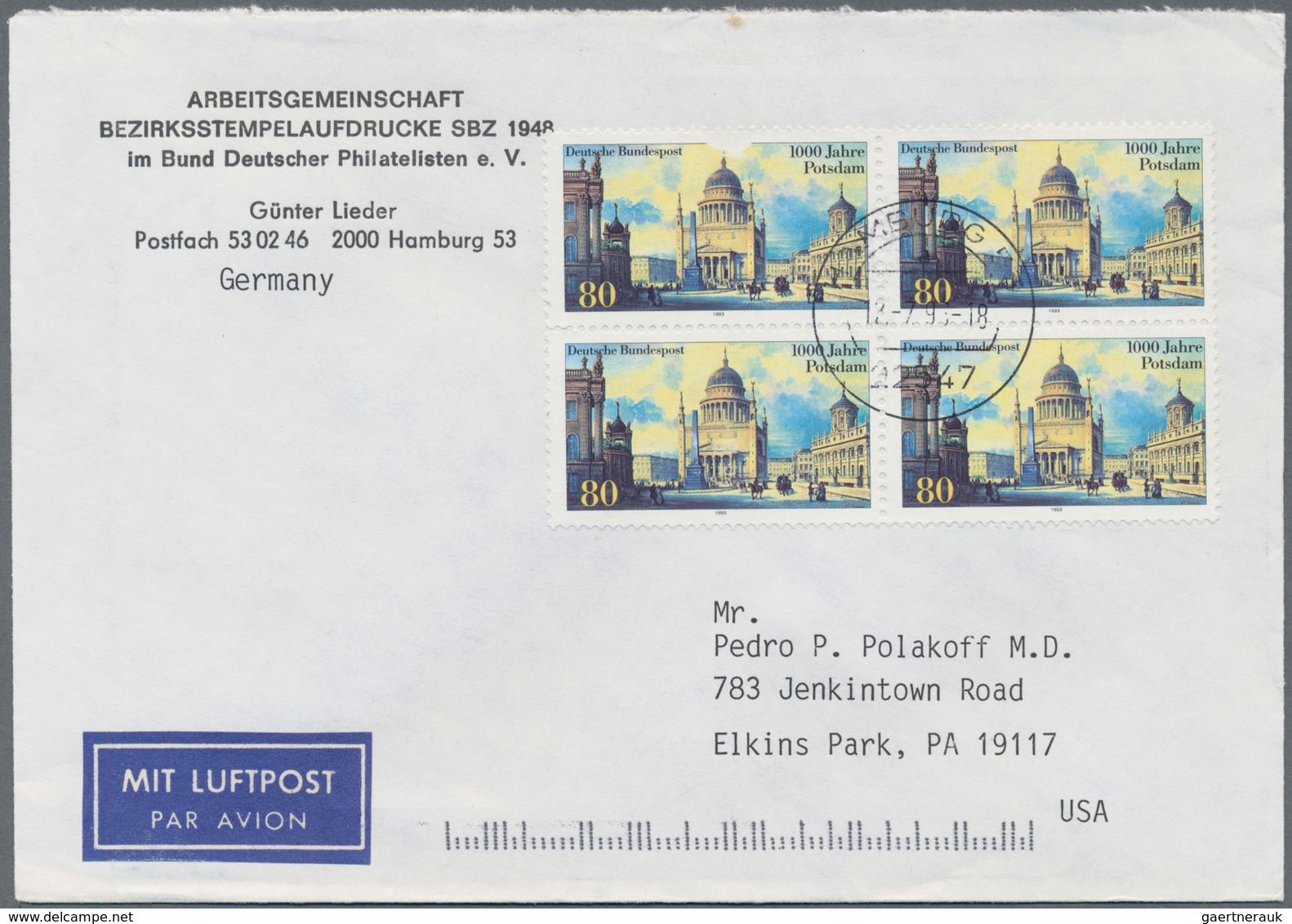 Bundesrepublik Deutschland: 1957/1997, Post nach Übersee, vielseitige Partie von ca. 70 Briefen und