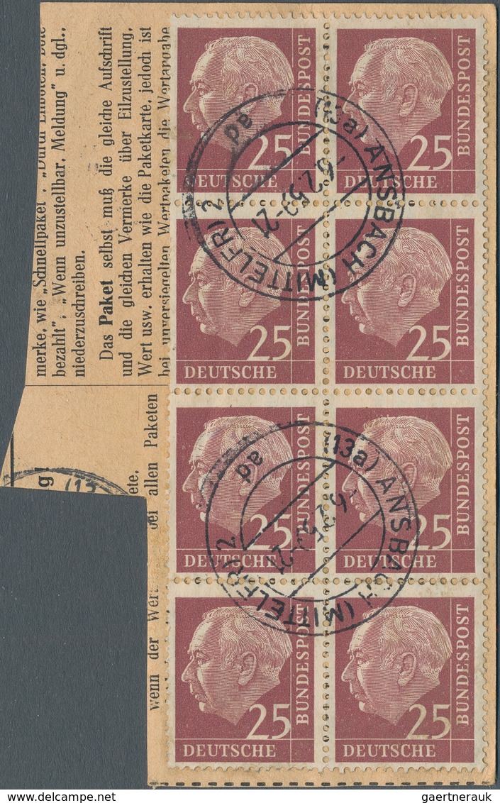 Bundesrepublik Deutschland: 1959, Heuss I/II, Reichhaltiger Bestand Paketkartenabschnitte Von ANSBAC - Collections