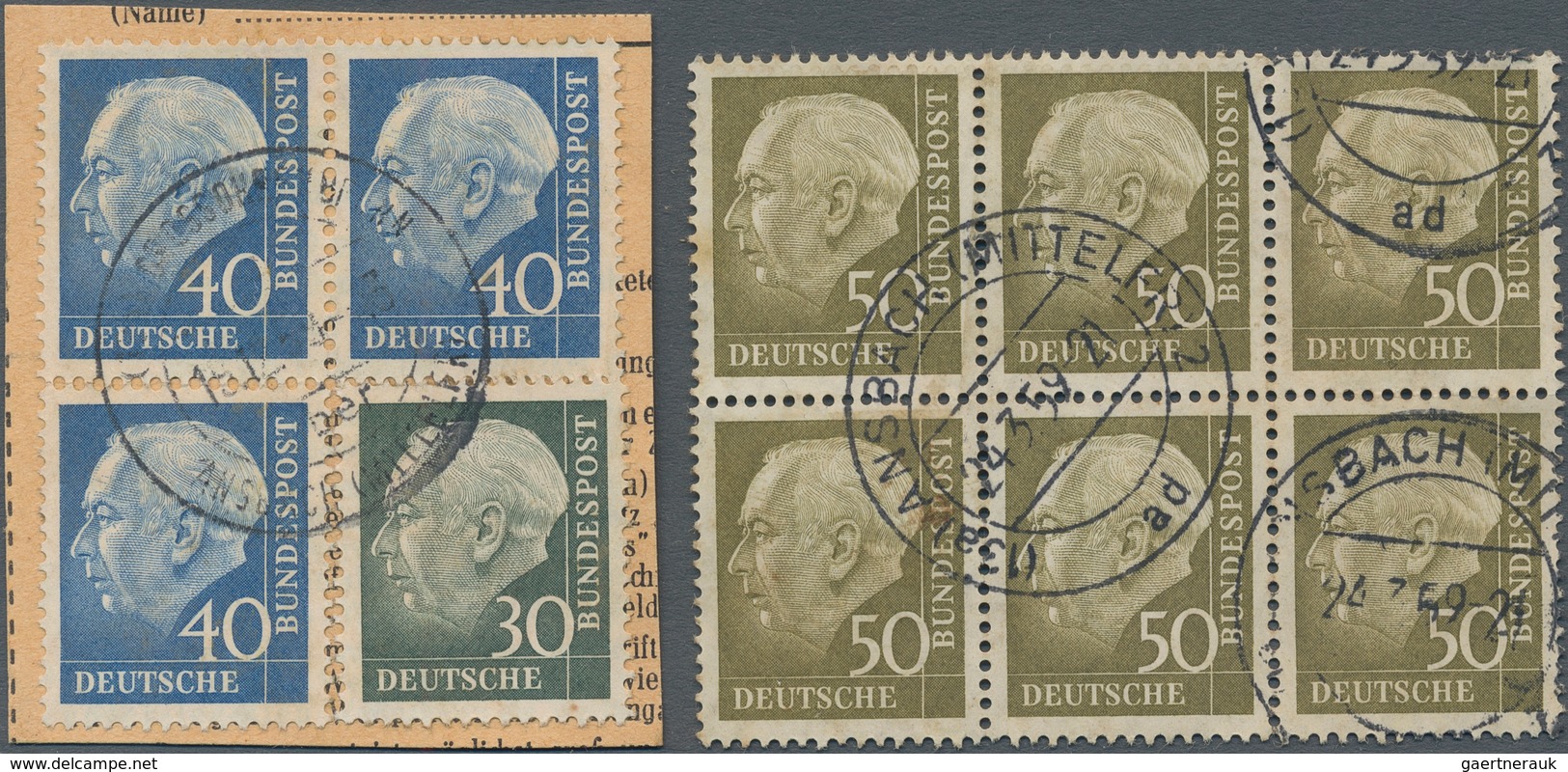 Bundesrepublik Deutschland: 1959, Heuss I/II, Reichhaltiger Bestand Paketkartenabschnitte Von ANSBAC - Collections