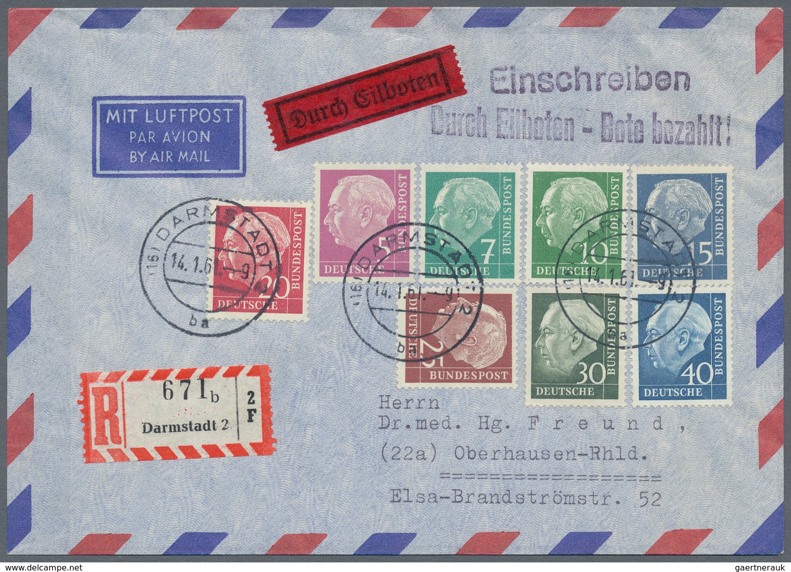 Bundesrepublik Deutschland: 1960/1964, Heuss Lumogen, Saubere Partie Von 14 Briefen Sowie Einem Groß - Collections