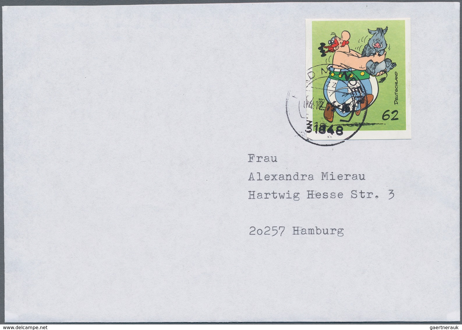 Bundesrepublik Deutschland: 2015, sechs Briefe mit Marken aus Markenheftchen Asterix ungestanzt, dab