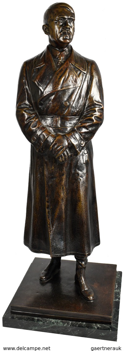 Varia (im Briefmarkenkatalog): Adolf Hitler, WWII German Large Bronze Statue Adolf Hitler Signed Kur - Other & Unclassified