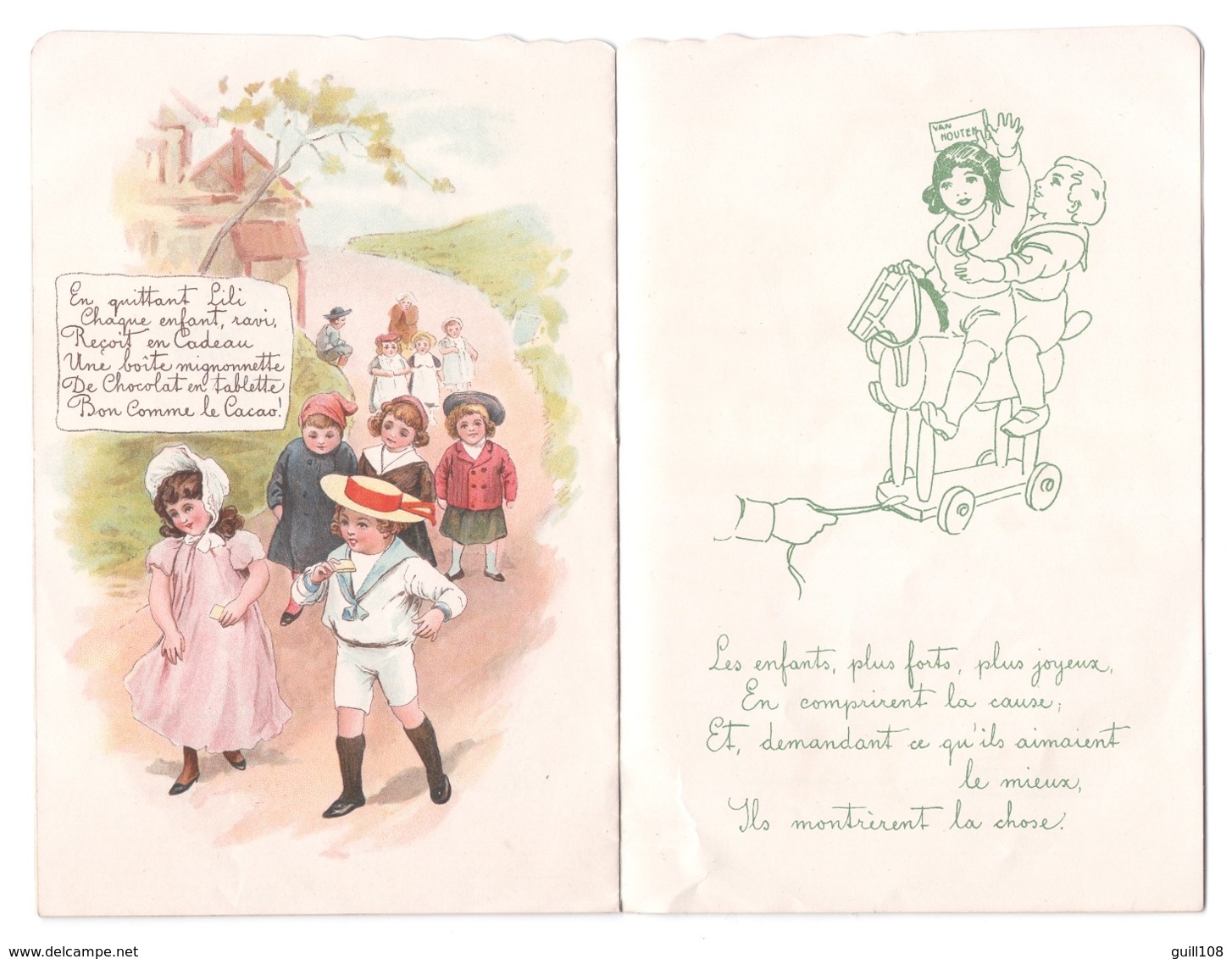 Rare Livret Illustré Chocolat Van Houten Petite Réception Jouet Jeu Poupée Fille Robe Victorien Edwardian Chaud Lait B1 - Van Houten