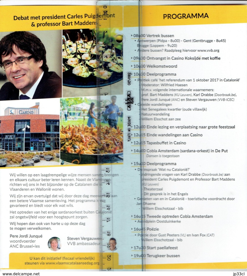 Catalunya Catalogne Catalonië Invitació Diada Flamenca-catalana Con Carles Puigdemont Koksijde Coxyde Belgica 7/9/19 - Programmes