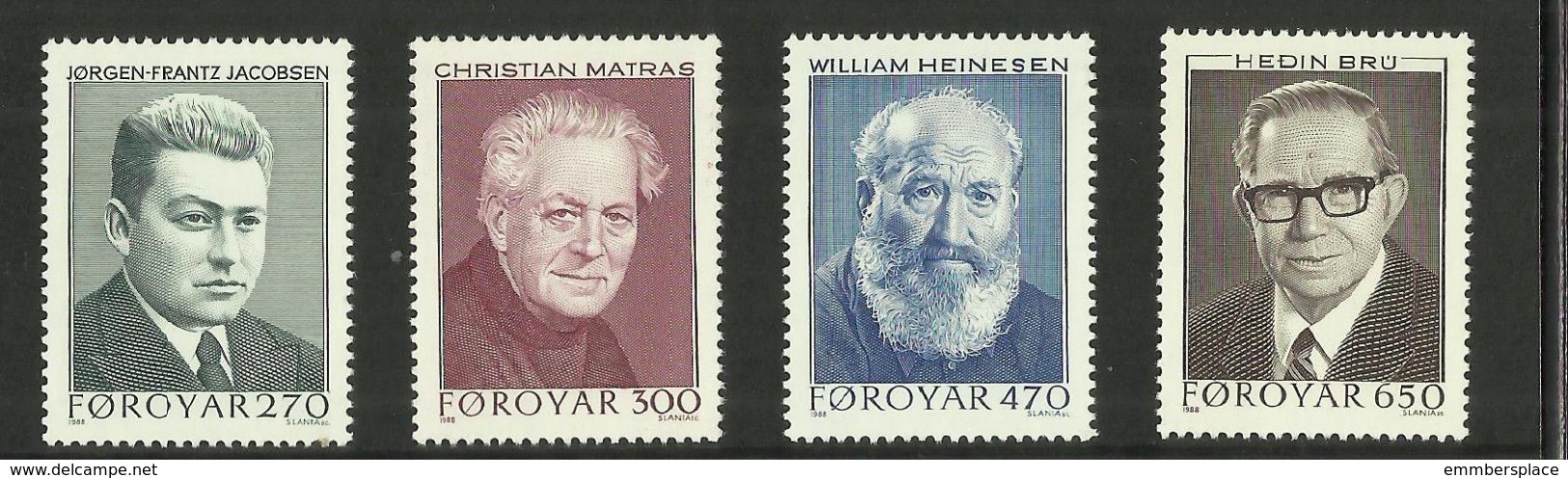 Faroe Islands - 1988 Writers  MNH **   SG 163-6  Sc 175-8 - Färöer Inseln