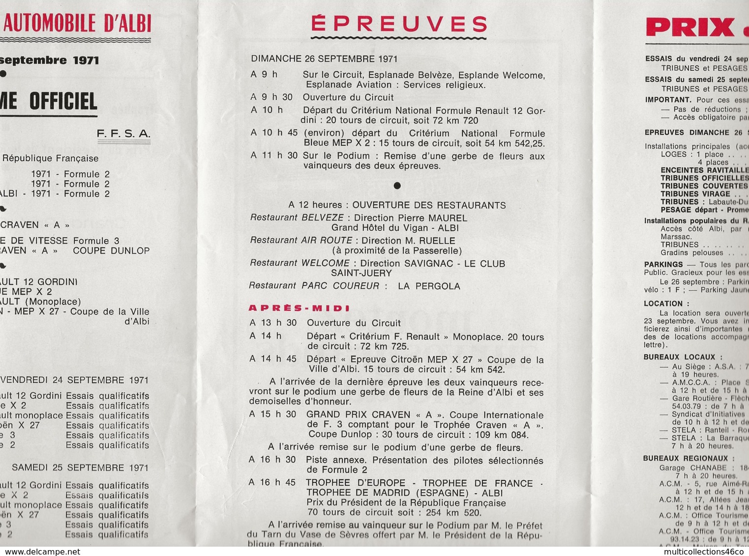 041019 - SPORT AUTOMOBILE - PROGRAMME GRAND PRIX AUTOMOBILE F2 ALBI 1971 XXIXe - Automobilismo - F1