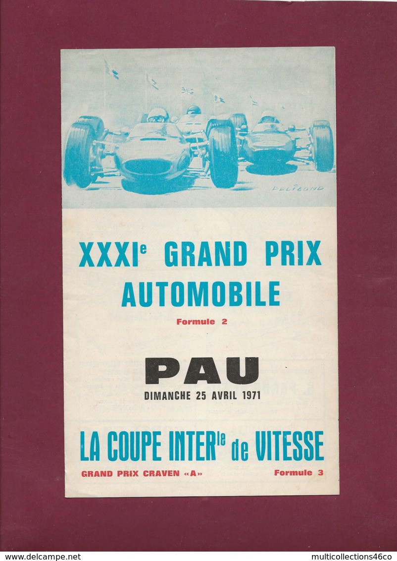 041019 - SPORT AUTOMOBILE - PROGRAMME XXXIe GRANDS PRIX AUTOMOBILE F2 F3 PAU 1971 CRAVEN A - Automovilismo - F1