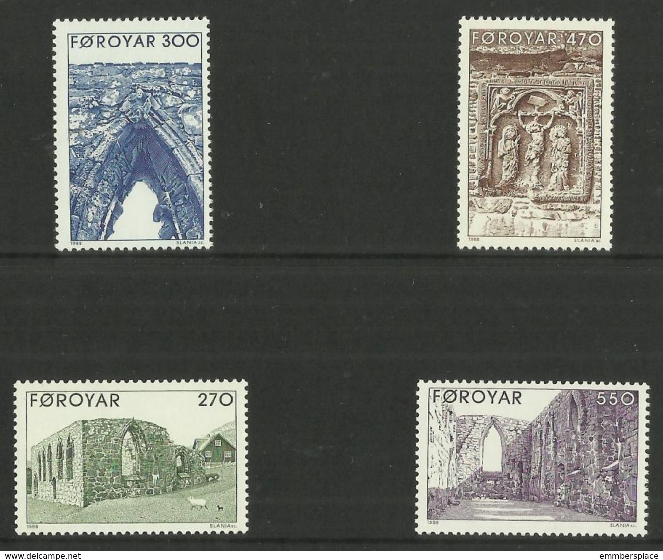 Faroe Islands - 1988 Kirksjubour Cathedral Ruins MNH **   SG 170-3  Sc 182-5 - Féroé (Iles)