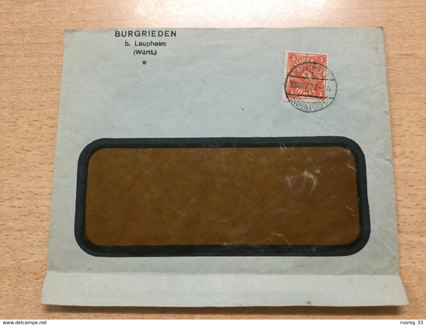 FL2827 Deutsches Reich 1922 Brief Von Laupheim Mit K.Württ. Bahnpost - Briefe U. Dokumente