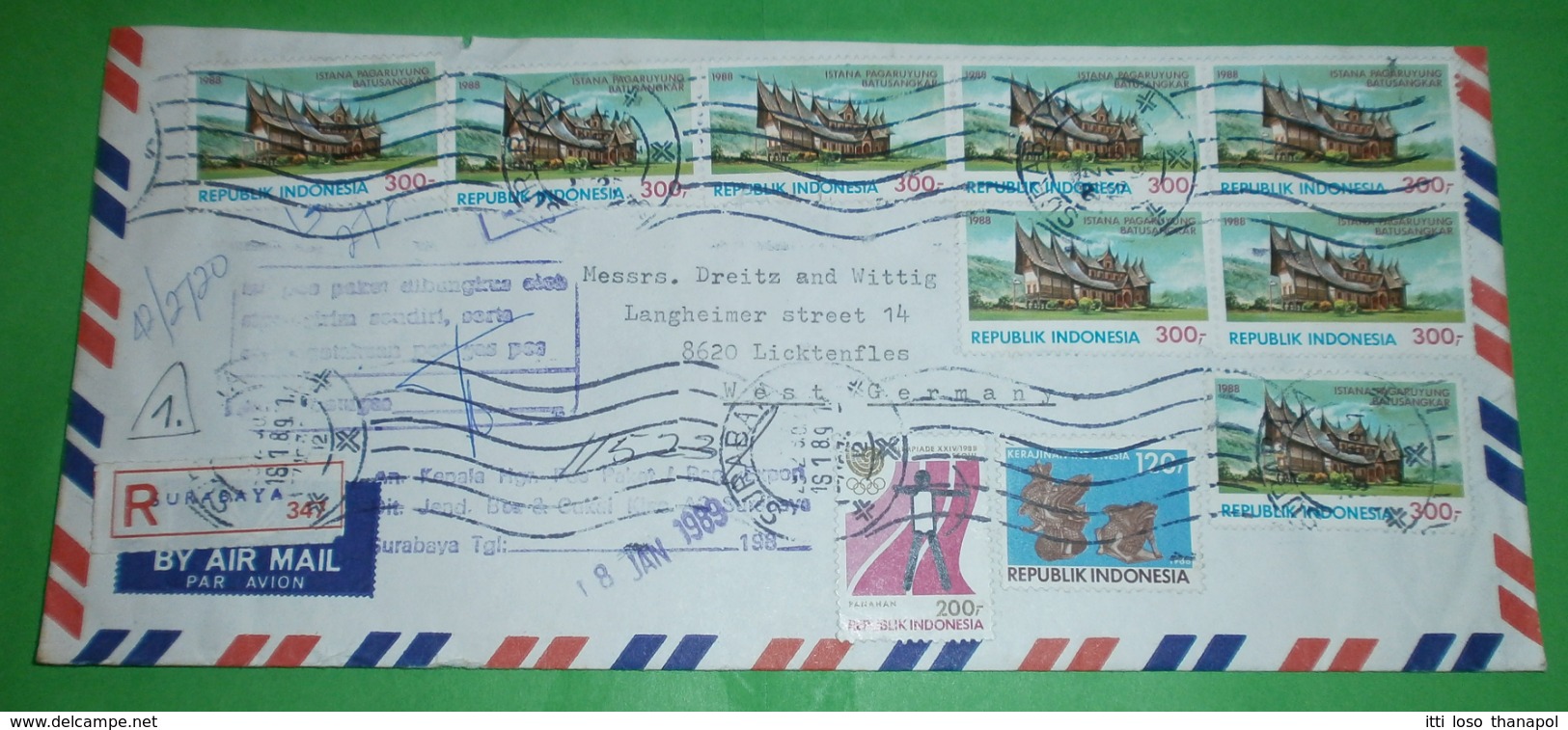 INDONESIEN - Registered R- Brief Letter Lettre 信 Lettera Carta письмо Brev 手紙 จดหมาย Cover Envelope (2 Foto)(34056) - Indonesia