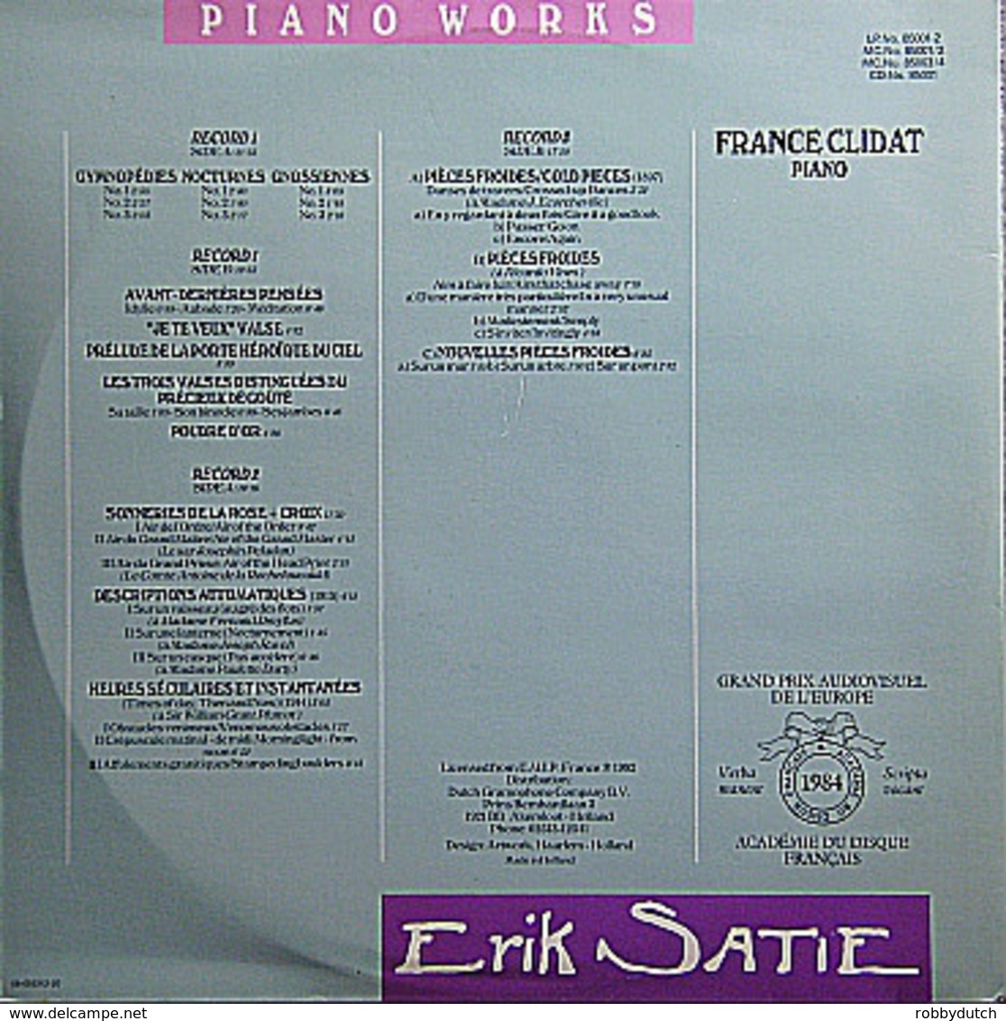 * 2LP *  ERIK SATIE: PIANO WORKS - FRANCE CLIDAT (Holland 1980 EX!!!) - Klassiekers