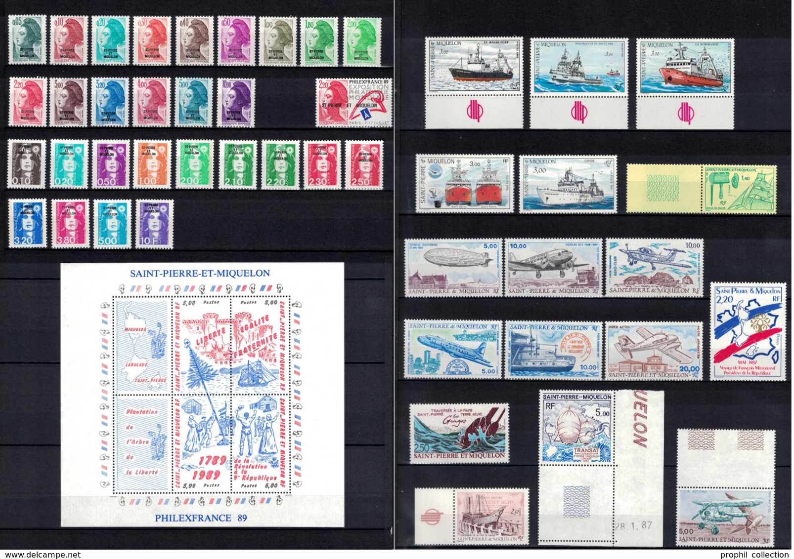 LOT De TIMBRES NEUFS ** De SAINT PIERRE Et MIQUELON Dont BLOCS POSTE AERIENNE / FACIALE = 184 FF - Collections, Lots & Series