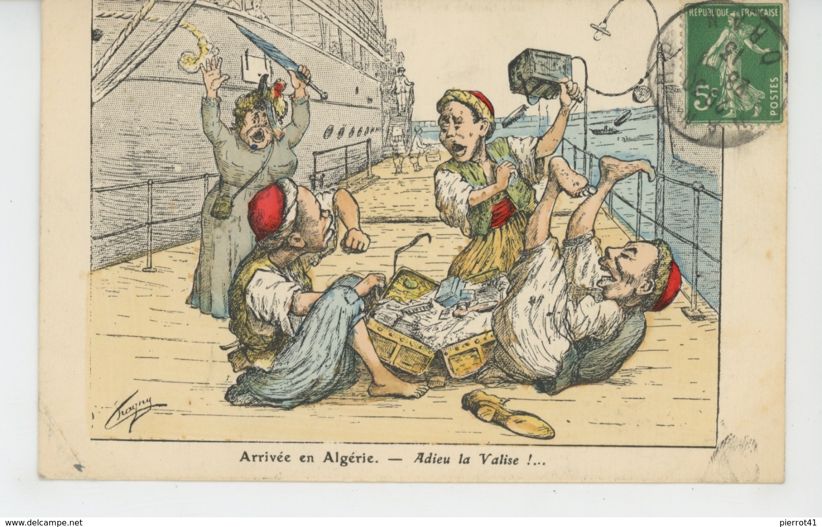 Illustrateur CHAGNY - AFRIQUE - ALGERIE - "Arrivée En Algérie - Adieu La Valise !.. " - Chagny